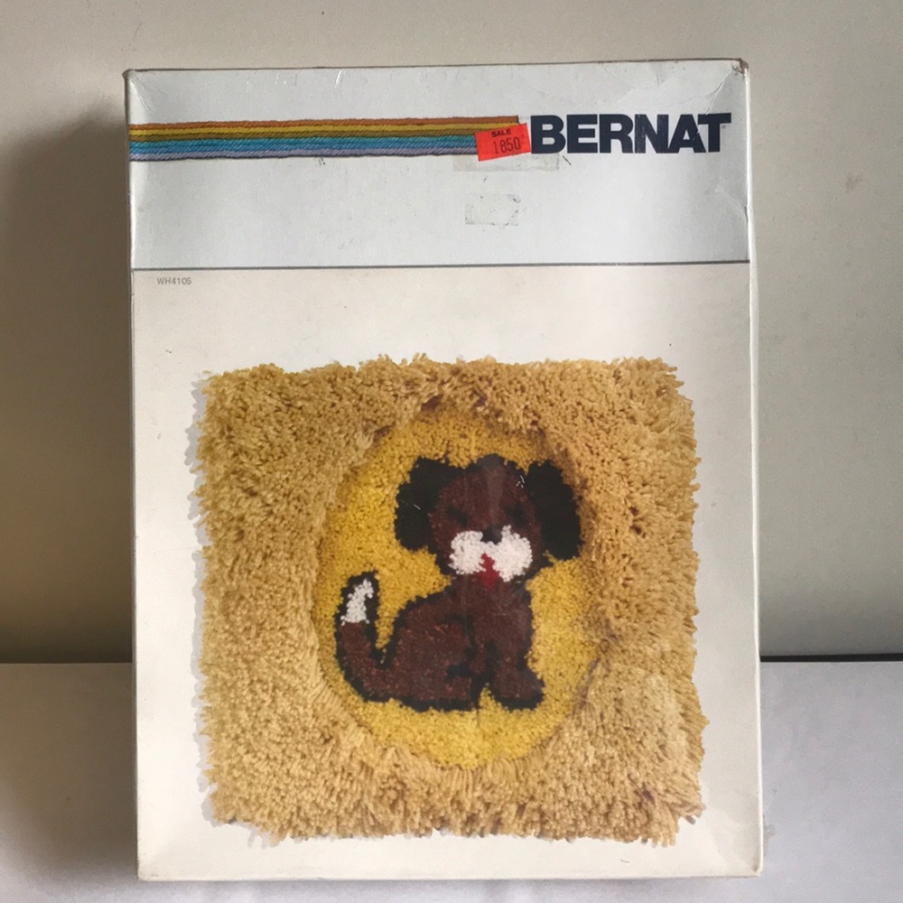 Vintage 1980’s Bernat Rug Art Puppy Love